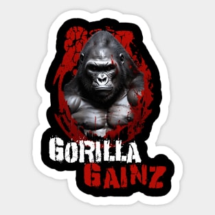 Silverback Gorilla Gainz Muscle Ape Distressed Design Sticker